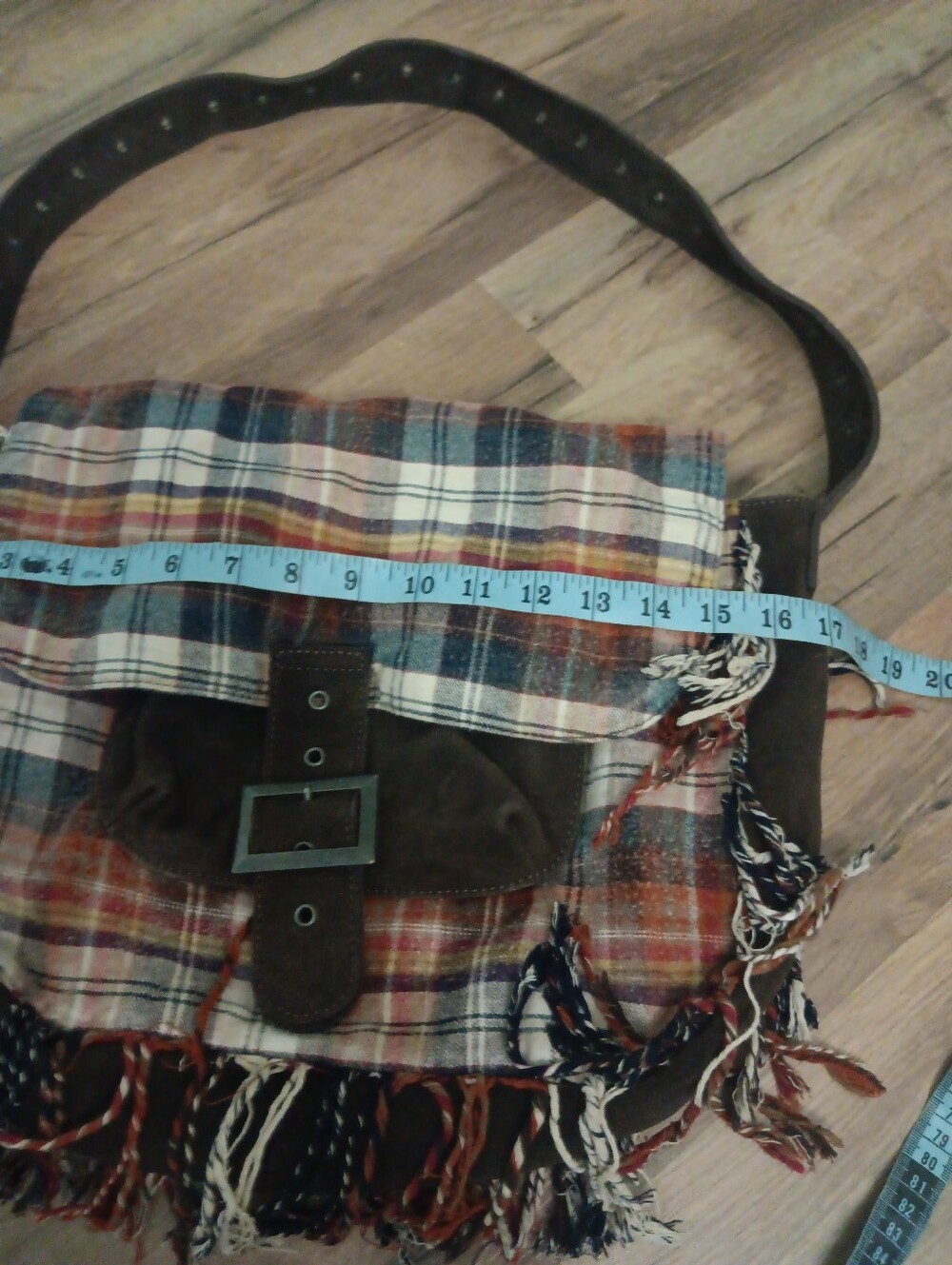 Free People Plaid Polar Fringe Messanger Bag - Picture 2 of 6